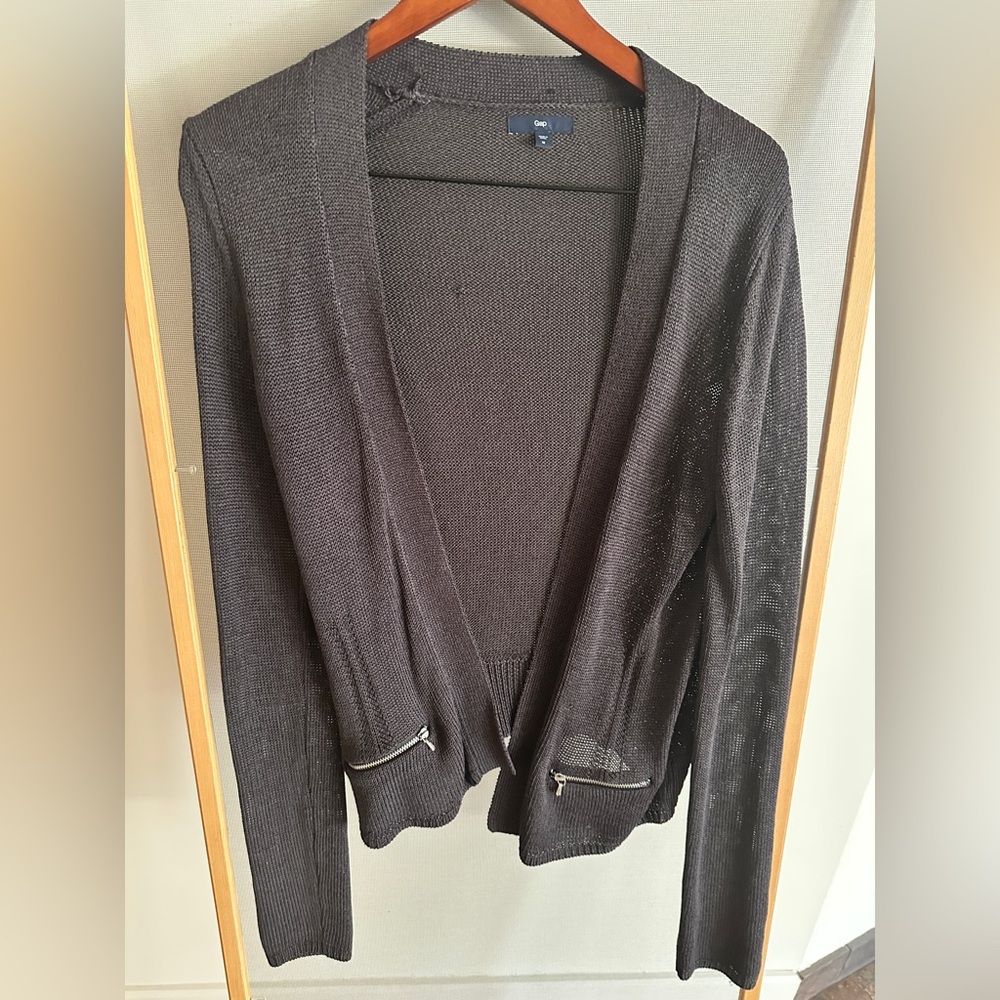 GAP Open-Front Cardigan with Zipper Pockets
